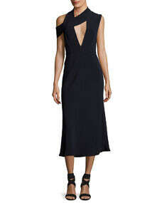 Cushnie Et Ochs Cecelia Cutout Cold-Shoulder Midi Cocktail Dress