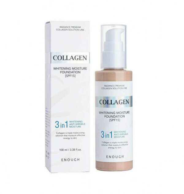 Тональный крем с коллагеном 3 в 1 для сияния кожи Enough Collagen Whitening Moisture Foundation SPF 15