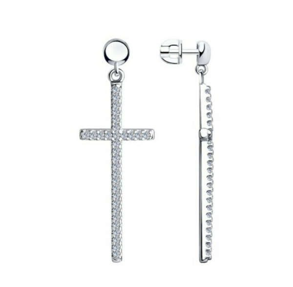 Серьги из серебра с фианитами