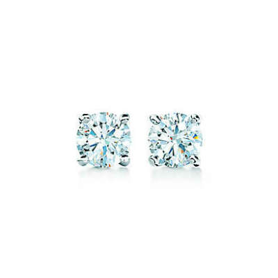 Tiffany & Co. -  Tiffany solitaire diamond earrings in platinum.