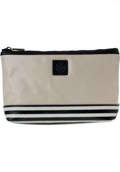 Tory Burch Kailey Slouchy Cosmetics Bag French Khaki Glazed Twill