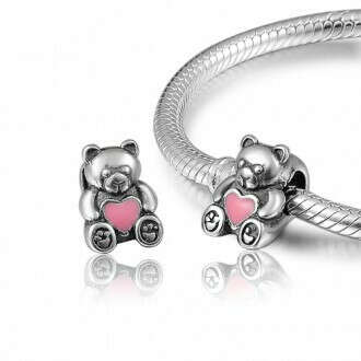 Pink Lucky Bear Charm 925 Sterling Silver Pandora Compatible | Soufeel