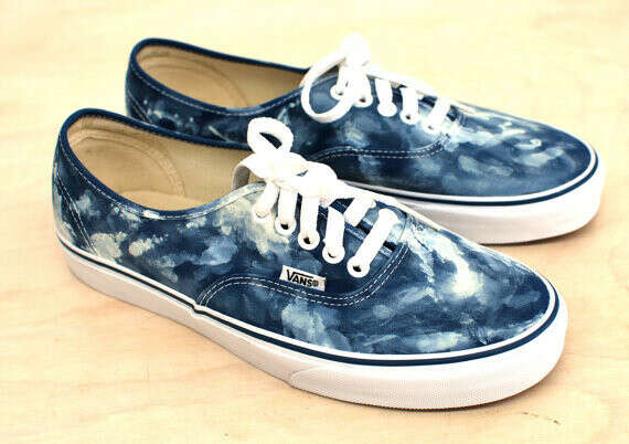 Navy Bleach Washed Vans Authentic