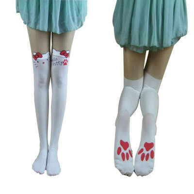 Free shipping Women's Totoro Kitty cat Footprint Bottoming socks Classic white long barreled  Wholesales-in Tights from Apparel & Accessories on Aliexpress.com
