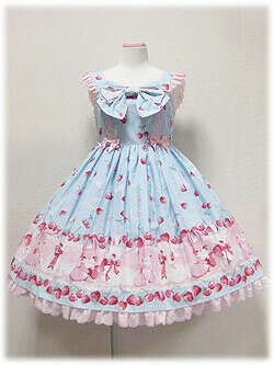 Angelic Pretty Cherry Berry Bunny Chest Ribbon JSK Sax