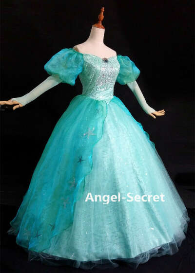 P180 Little Mermaid Aqua Custom gown princess Ariel teal sequins park version from angel-secret