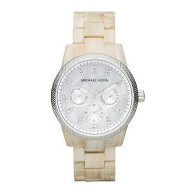 Michael Kors Watch, Women's Chronograph Ritz White Horn Acetate Bracelet MK5625