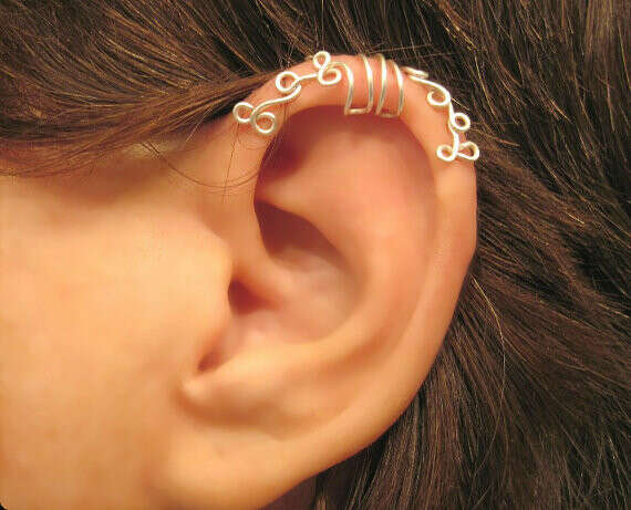 No Piercing "Curling Ivy" Cartilage Ear Cuff for Upper Ear Helix 1 Cuff COLOR CHOICES Wedding, Prom, Quinceanera