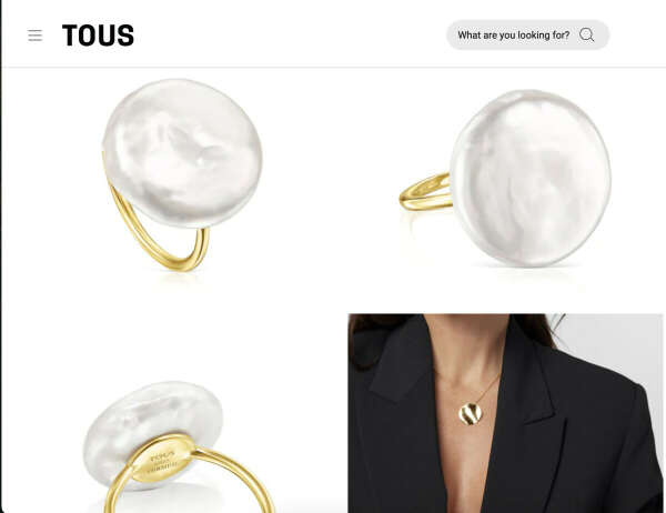TOUS Nenufar petal ring in silver vermeil with 17 mm cultured freshwater coin pearl.