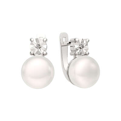 Серьги из серебра c бриллиантами 03D0142