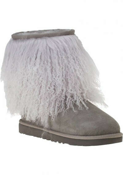 Sheepskin Cuff Boot Grey Suede