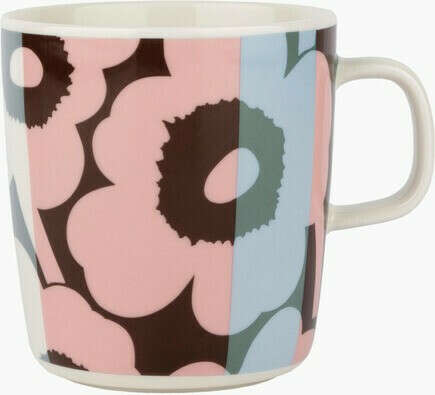 Marimekko Oiva / Unikko -muki 4 dl valkoinen, taivaansininen, roosa