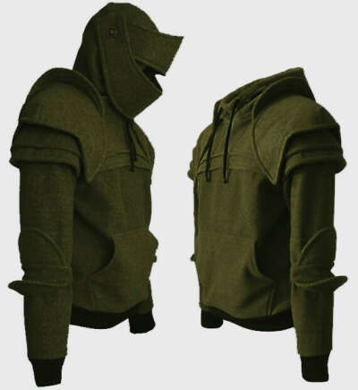 Khaki/Brown Duncan Armored Knight Hoodie(100% Handmade) Made To Order