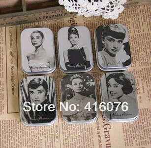 Free Shipping! 12pcs/lot Audrey Hepburn painting series Mini Tin Box Retro Metal Jewelry Case Storage Case 6 styles-in Storage Boxes & Bins from Home & Garden on Aliexpress.com