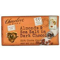 Chocolove, миндаль и морская соль в темном шоколаде, 3,2 унции (90 г)