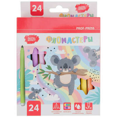 фломастеры prof-press pastel 24 шт