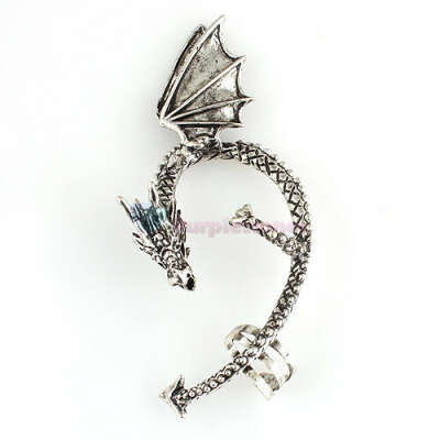 Dragon Bite Ear Cuff Silver
