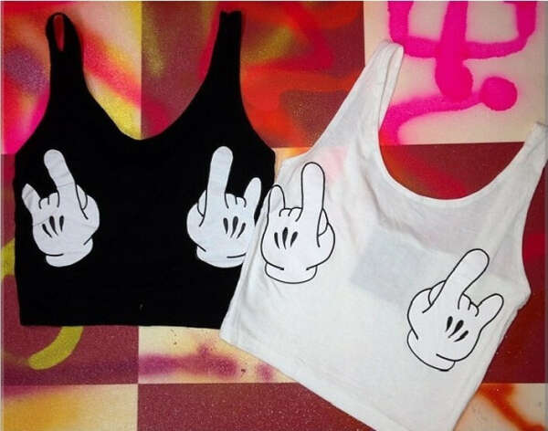 EAST KNITTINGF Women Punk Vest Cartoon Mouse Summer Sexy Short Crop Tops S M L White/Black Free Shipping-in T-Shirts from Women's Clothing & Accessories on Aliexpress.com | Alibaba Group