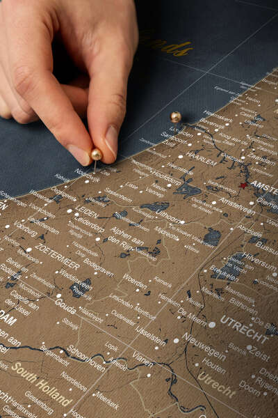 Push Pin Map Netherlands Old Style