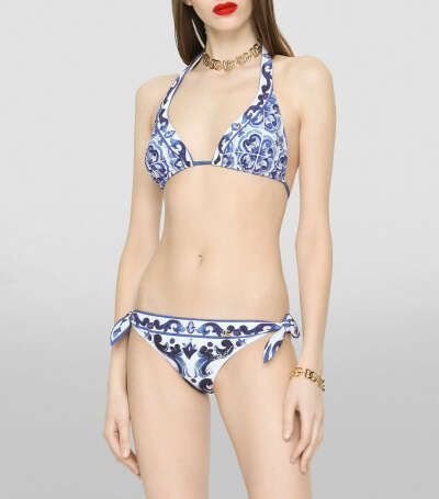 DOLCE & GABBANA Printed triangle bikini