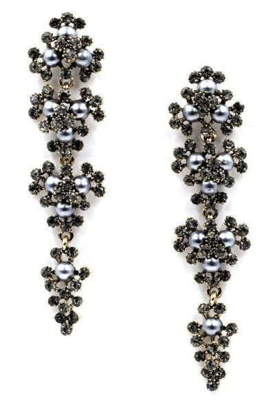 Black Beaded Pearl Dangle Earrings Available Online