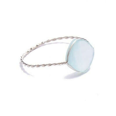 pour maman - bague AGATE BLEU CIEL - Sophie Deschamps
