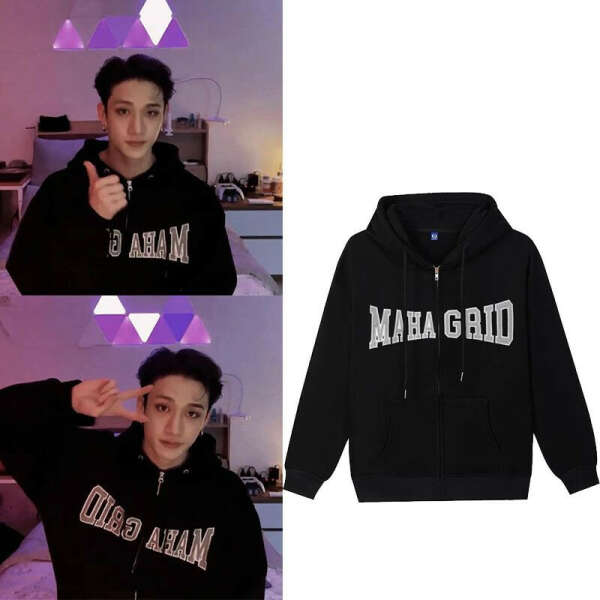 MAHAGRID - APPLIQUE ZIP UP HOODIE [BLACK] : @Eldavilora wish
