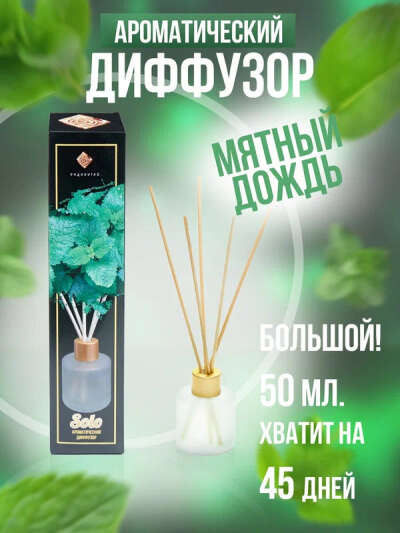 Аромадиффузор"Индокитай" 50мл Мятный дождь(Сладкая мята, Цитрус и Лайм-Махито)