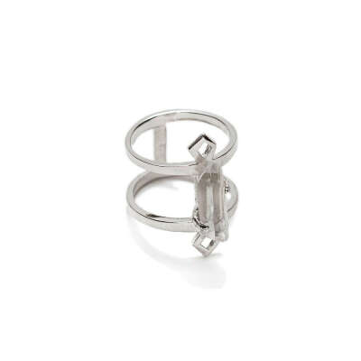 LEELOO Double Ring With Quartz Crystal | ALOHA GAIA | Jewelry with raw stones and crystals