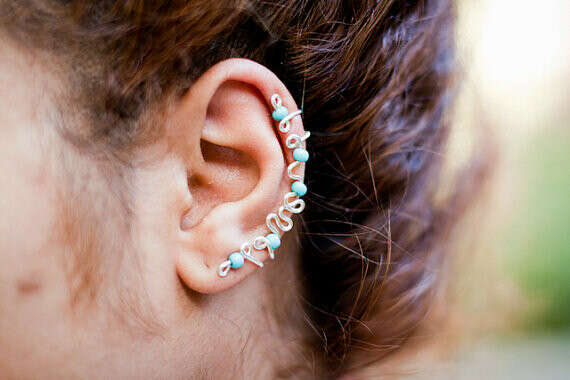 Turquoise Beaded Ear Cuff