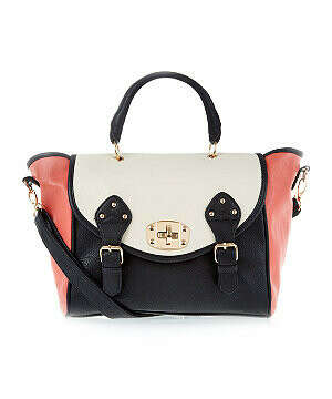 Coral Colour Block Winged Satchel