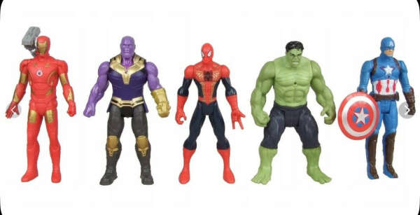 Набор Супергероев 5 фигурок Мстители Марвел с подсветкой / 16см высота / Marvel