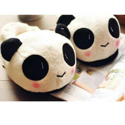 Подробные сведения о   Women Ladies Panda Winter Cute Warm Soft Plush Antiskid Indoor Home Slippers LW