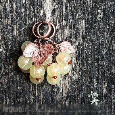 Серьги  lampwork 'Белая Смородина'
