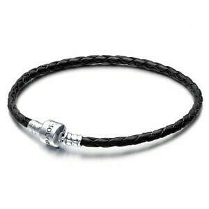Silver Black Leather Charms Bracelet | Soufeel