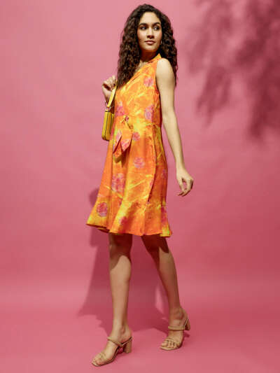 Order Tropic Blooms Yellow Dress Online from navyasa
