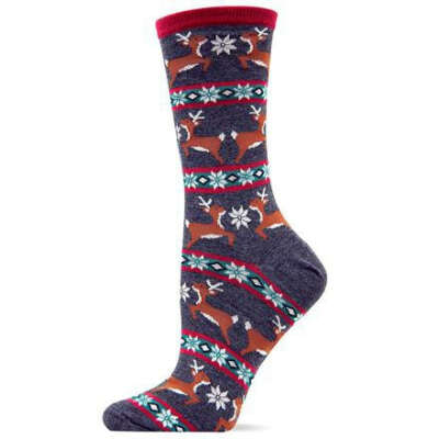 Hot Sox Originals Heather Classic Reindeer Fair Isle Crew Trouser Sock