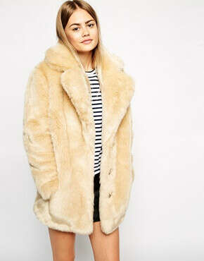 ASOS Faux Fur Coat With Oversized Collar
