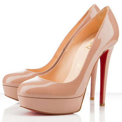 Christian Louboutin Bianca 140 Patent leather Platform Pumps Nude