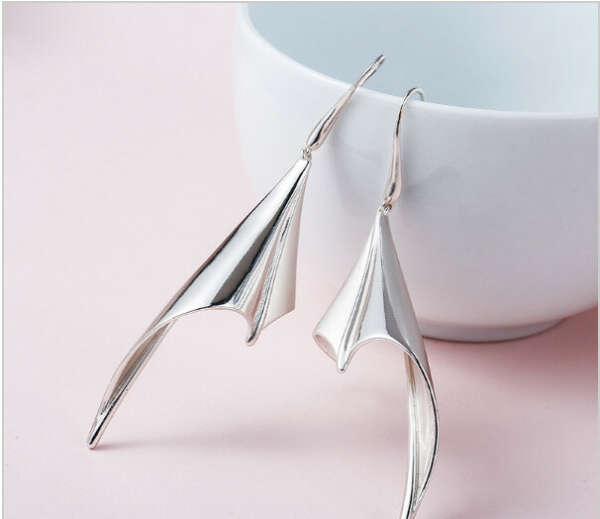 Silver Bat Wings Earrings
