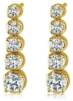 Five Stone Diamond 18K Yellow Gold Drop Earrings