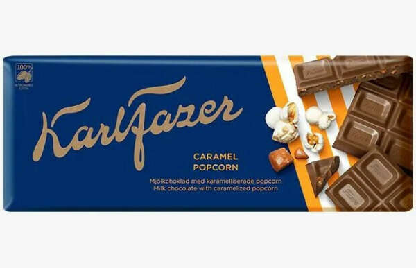 Karl Fazer Молочный шоколад с карамелью и попкорном из Финляндии