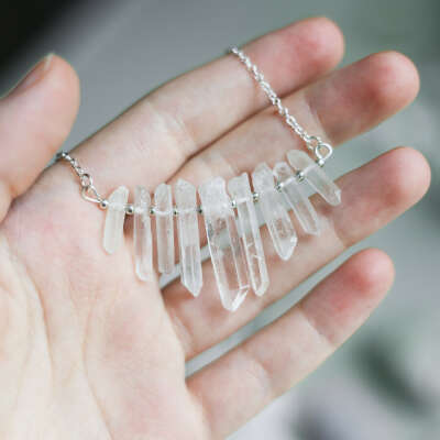 9 Quartz Crystals Pendant Necklace | ALOHA GAIA | Jewelry with raw stones and crystals