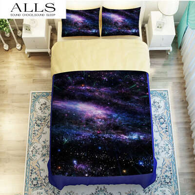 Hipster Galaxy 3D Bedding Set Universe Outer Space Themed Galaxy Print Bedlinen Duvet cover & pillow caseTwin queen king size купить на AliExpress