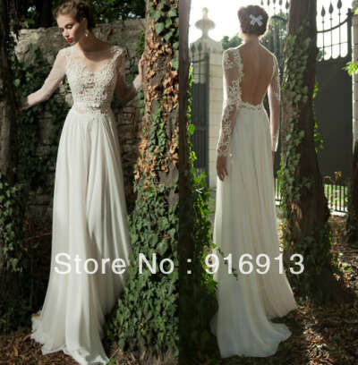 Bateau A line Backless Wedding Dress Sheer Sleeve Applique Ribbon Chiffon Lace Berta Bridal Winter Long Sleeve Wedding Dresses-in Wedding Dresses from Apparel & Accessories on Aliexpress.com