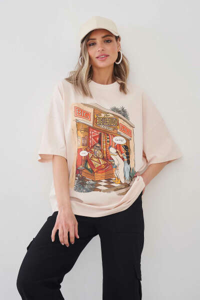 Футболка Lebowski (бежевая, Standart oversize)