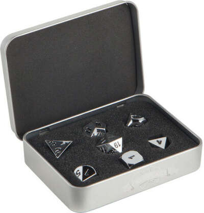 Blackfire Dice - Metal Dice Set - Silver (7 Dice)
