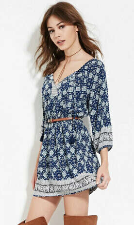 Floral Paisley Peasant Dress