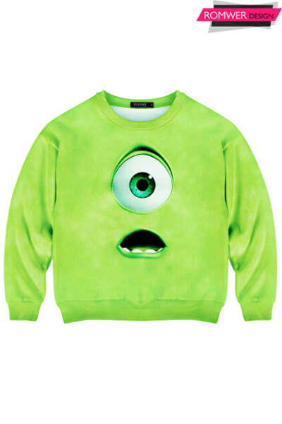 Green Monster Print Sweatshirt