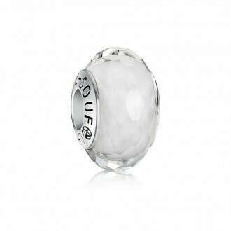 Fascinating White Faceted Murano Glass Bead Charm 925 Sterling Silver Pandora Compatible | Soufeel